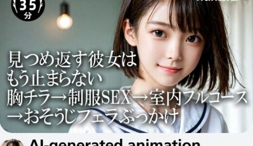 【無料で読める？】【35分HD】見つめ返す彼女はもう止まらない──胸チラ→制服SEX→室内フルコース→おそうじフェラぶっかけ 【AItuner】