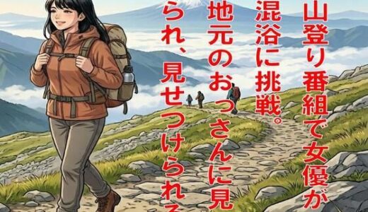 【無料で読める？】山登り番組で女優が混浴に挑戦。地元のおっさんに見られ見せつけられる 【CMNFリアリズム】